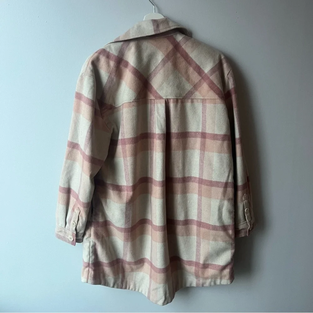 Frank and Oak Pink Plaid Shacket - Picture 2 of 8
